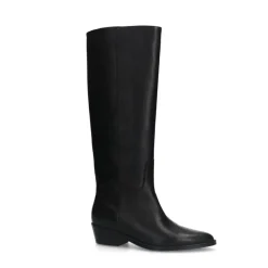 Manfield Zwarte leren hoge laarzen^DAMES Laarzen