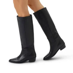 Manfield Zwarte leren hoge laarzen^DAMES Laarzen