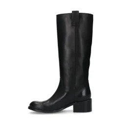 Manfield Zwarte leren hoge laarzen^DAMES Laarzen