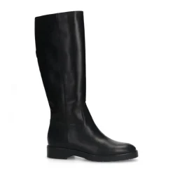 Manfield Zwarte leren hoge laarzen^DAMES Laarzen