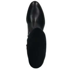 Manfield Zwarte leren hoge laarzen^DAMES Laarzen