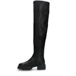 Manfield Zwarte leren hoge overknee laarzen^DAMES Laarzen