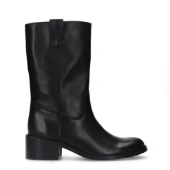 Manfield Zwarte leren laarsjes^DAMES Laarzen