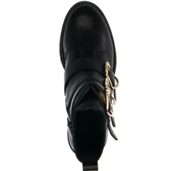 Manfield Zwarte leren laarsjes met gesp^DAMES Enkellaarsjes