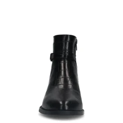 No Stress Zwarte leren laarsjes met crocoprint^DAMES Enkellaarsjes