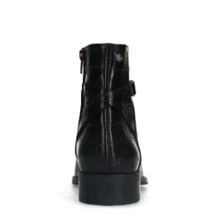 No Stress Zwarte leren laarsjes met crocoprint^DAMES Enkellaarsjes