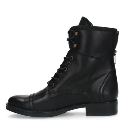 Zwarte leren laarzen met bont voering^DAMES Enkellaarsjes