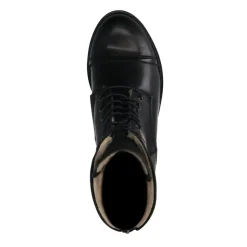 Zwarte leren laarzen met bont voering^DAMES Enkellaarsjes