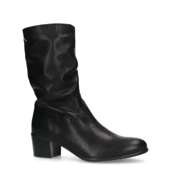 No Stress Zwarte leren laarzen met hak^DAMES Laarzen