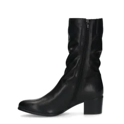 No Stress Zwarte leren laarzen met hak^DAMES Laarzen