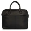 Manfield Zwarte leren laptoptas^ Laptoptassen