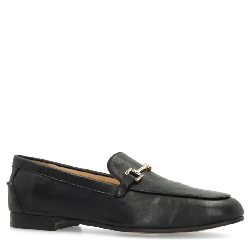 Manfield Zwarte leren loafers^DAMES Loafers