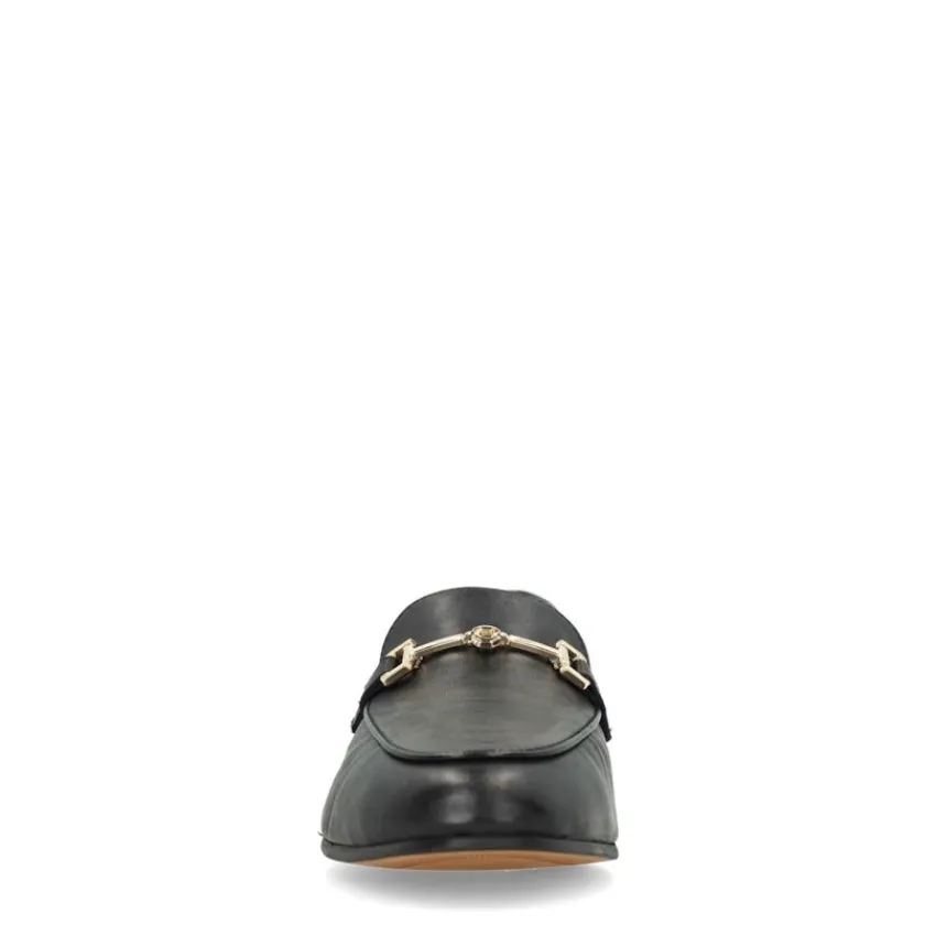 Manfield Zwarte leren loafers^DAMES Loafers