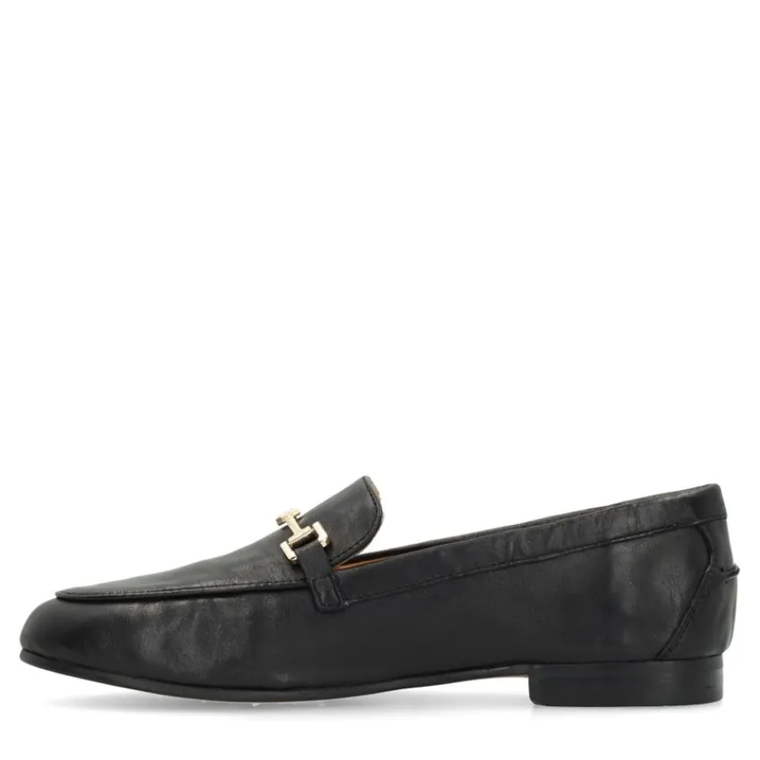 Manfield Zwarte leren loafers^DAMES Loafers