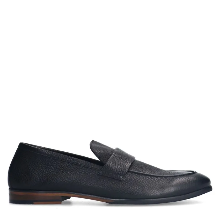Manfield Zwarte leren loafers^Heren Loafers