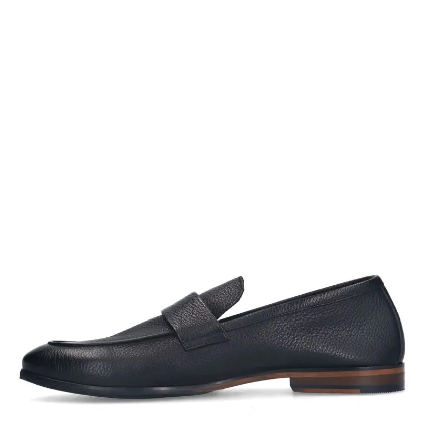 Manfield Zwarte leren loafers^Heren Loafers