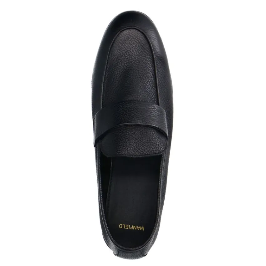 Manfield Zwarte leren loafers^Heren Loafers