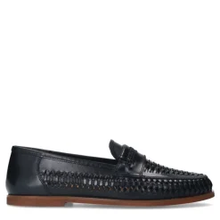 Manfield Zwarte leren loafers^Heren Loafers