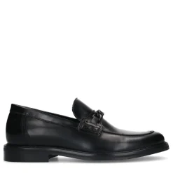 Manfield Zwarte leren loafers^Heren Loafers