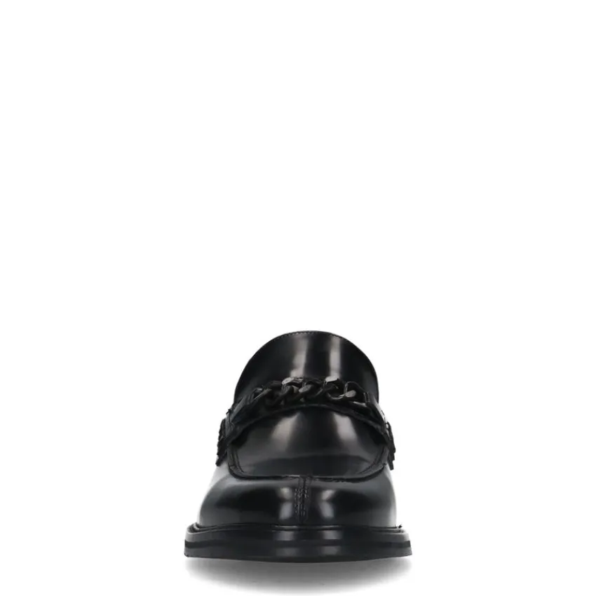 Manfield Zwarte leren loafers^Heren Loafers