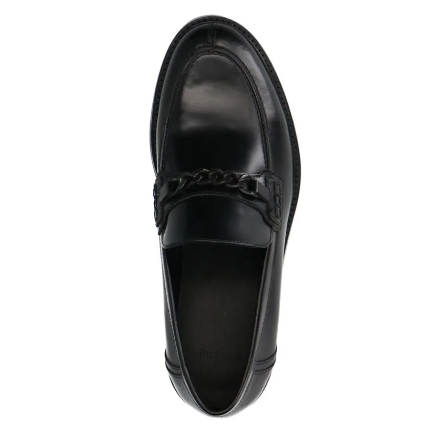 Manfield Zwarte leren loafers^Heren Loafers