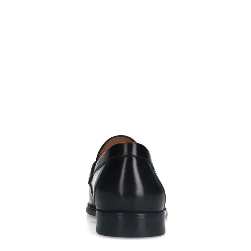 Manfield Zwarte leren loafers^Heren Loafers