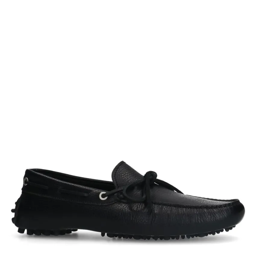 Manfield Zwarte leren loafers^Heren Loafers