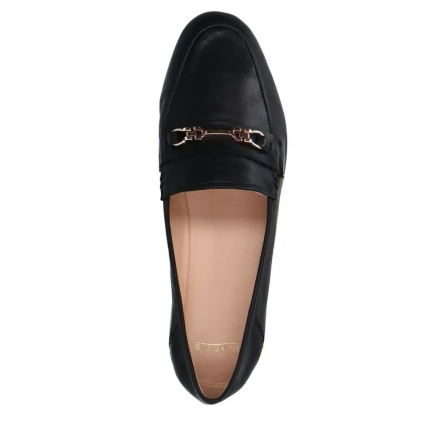 Manfield Zwarte leren loafers^DAMES Loafers