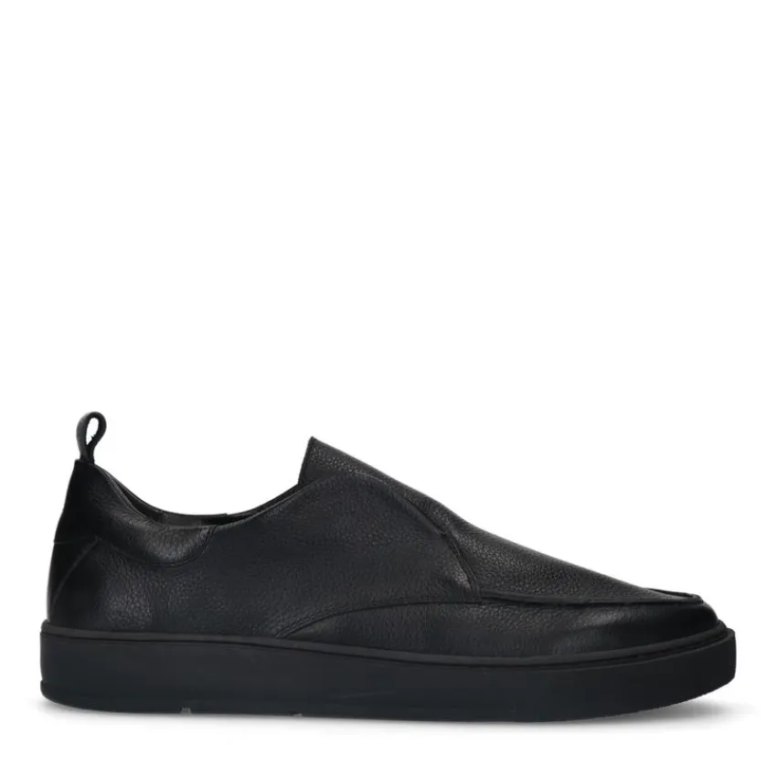 Manfield Zwarte leren loafers^Heren Loafers