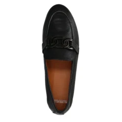 Manfield Zwarte leren loafers met detail^DAMES Loafers