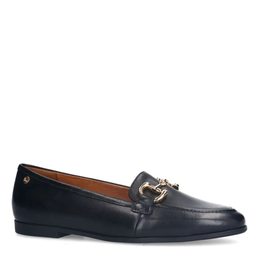 No Stress Zwarte leren loafers met gouden chain^DAMES Loafers