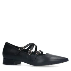 Manfield Zwarte leren loafers met hak^DAMES Loafers