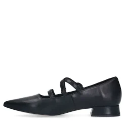 Manfield Zwarte leren loafers met hak^DAMES Loafers