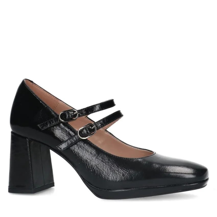 Manfield Zwarte leren mary jane pumps^DAMES Pumps