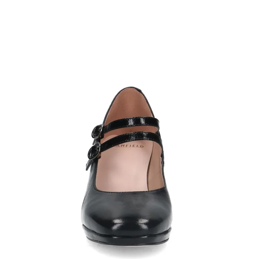 Manfield Zwarte leren mary jane pumps^DAMES Pumps