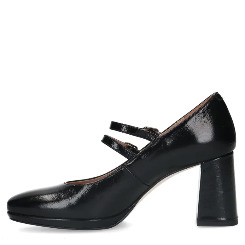 Manfield Zwarte leren mary jane pumps^DAMES Pumps