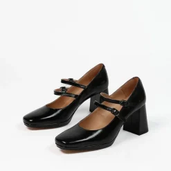 Manfield Zwarte leren mary jane pumps^DAMES Pumps