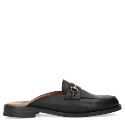 Manfield Zwarte leren muiltjes^DAMES Loafers