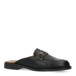 Manfield Zwarte leren muiltjes^DAMES Loafers