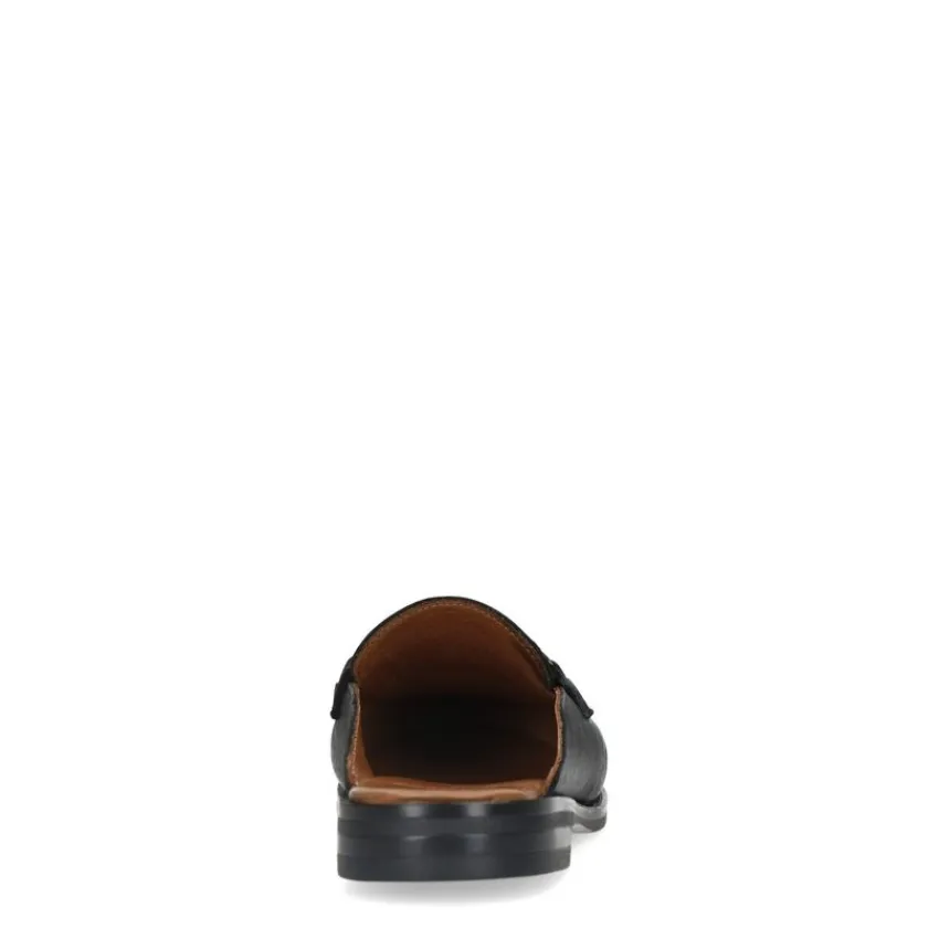 Manfield Zwarte leren muiltjes^DAMES Loafers