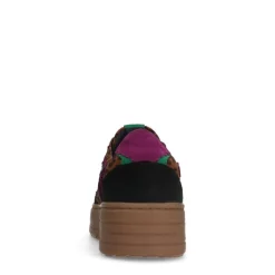 Manfield Zwarte leren panter sneakers^DAMES Sneakers