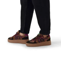 Manfield Zwarte leren panter sneakers^DAMES Sneakers