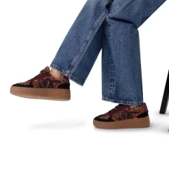 Manfield Zwarte leren panter sneakers^DAMES Sneakers