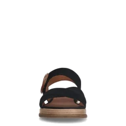 No Stress Zwarte leren plateau sandalen met gesp^DAMES Sandalen