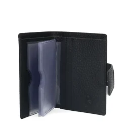 Manfield Zwarte leren portemonnee^ Portemonnees