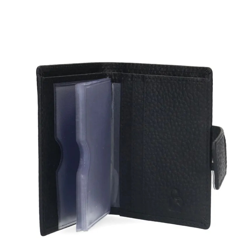 Manfield Zwarte leren portemonnee^ Portemonnees