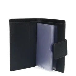 Manfield Zwarte leren portemonnee^ Portemonnees