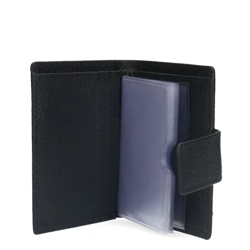 Manfield Zwarte leren portemonnee^ Portemonnees