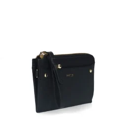 Manfield Zwarte leren portemonnee^ Portemonnees