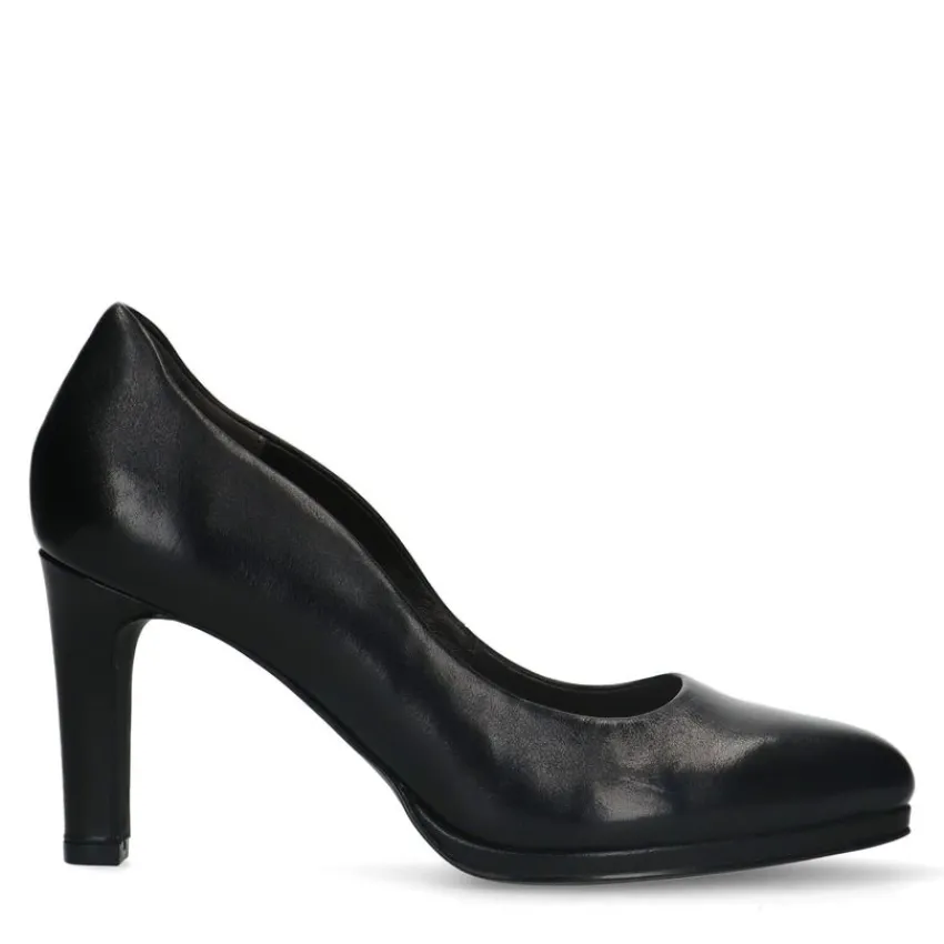 Manfield Zwarte leren pumps^DAMES Pumps